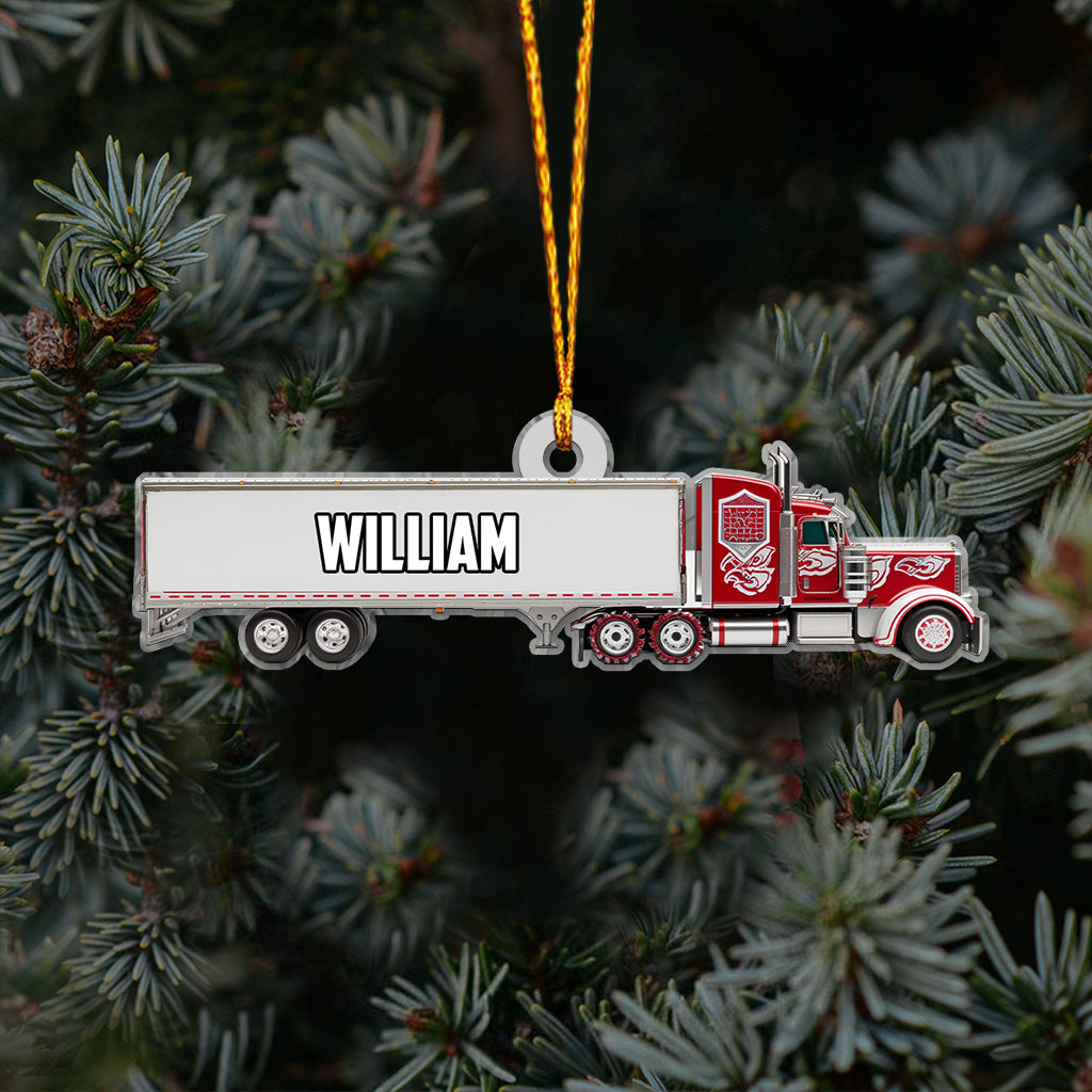 Truck Gift For Grandkids - Personalized Kid Ornament