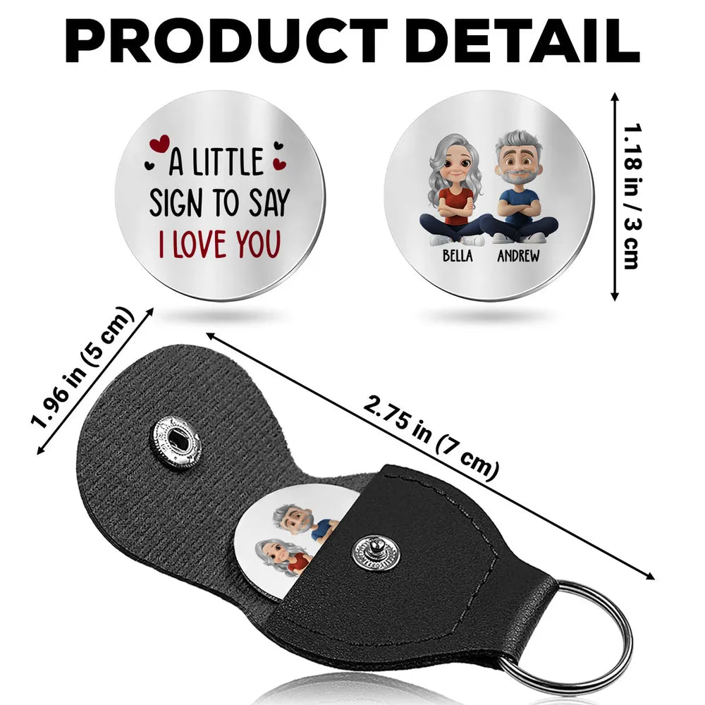 Personalized Pocket Hug Token with Custom Cartoon Couple - Sweet I Love You Keepsake Keychain Style Gift