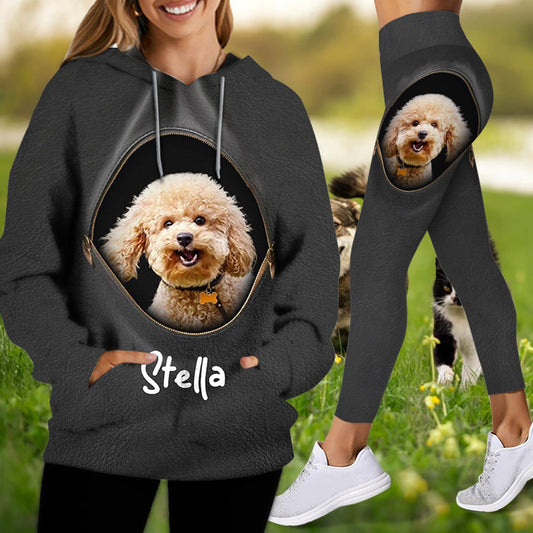 Peeking Pet Custom Photo And Name - Personalized Dog Hoodie and Leggings