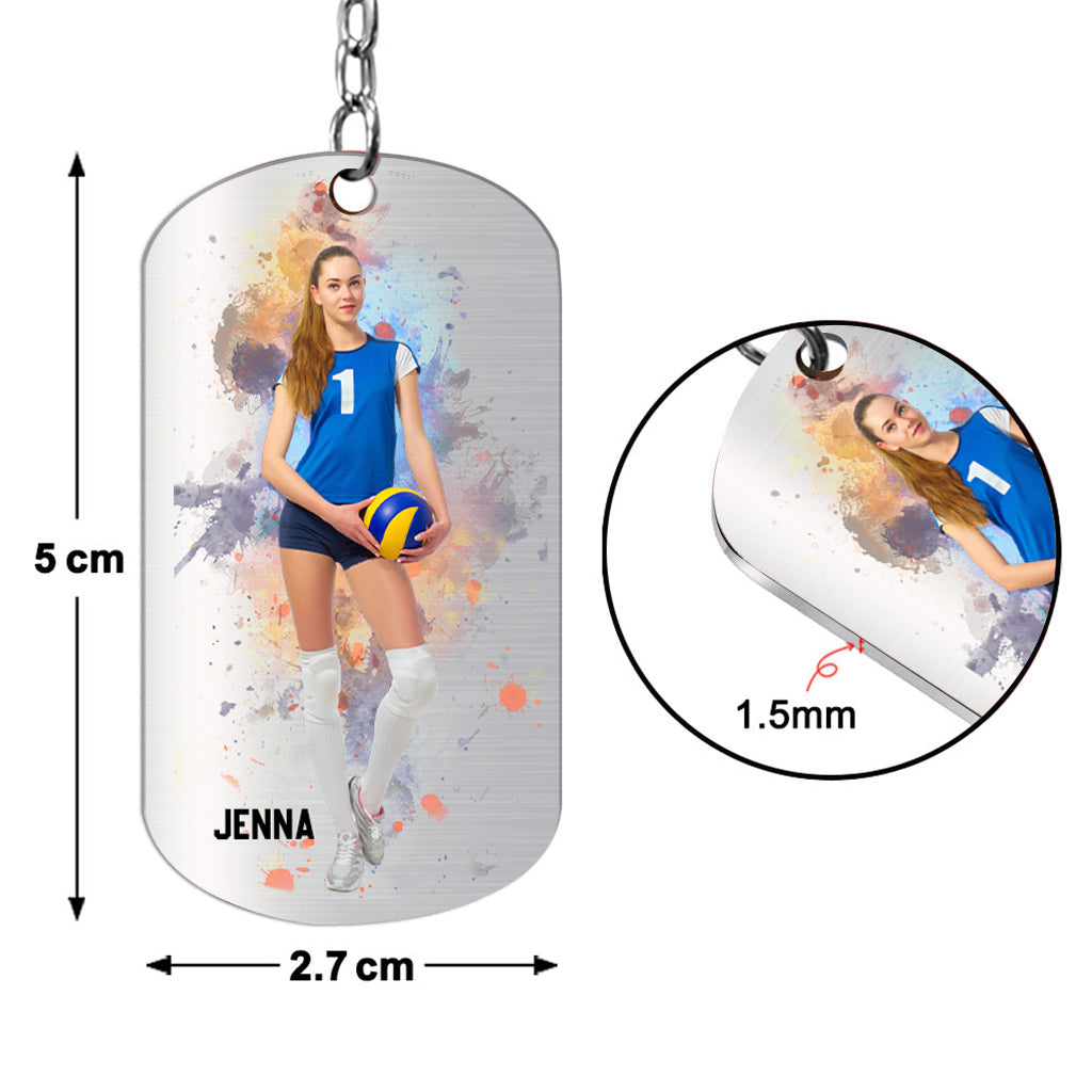 Just A Girl With Goals - Personalized Volleyball Stainless Steel Keychain