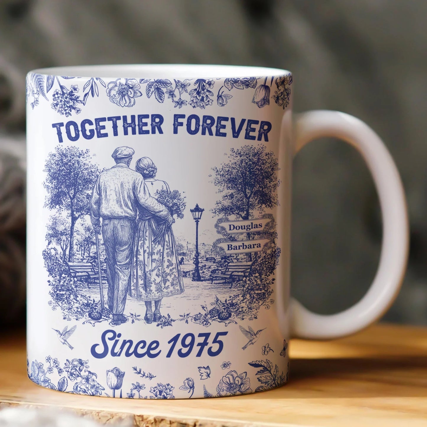 Personalized Ceramic Couple Mug with Custom Name for Anniversary Gift