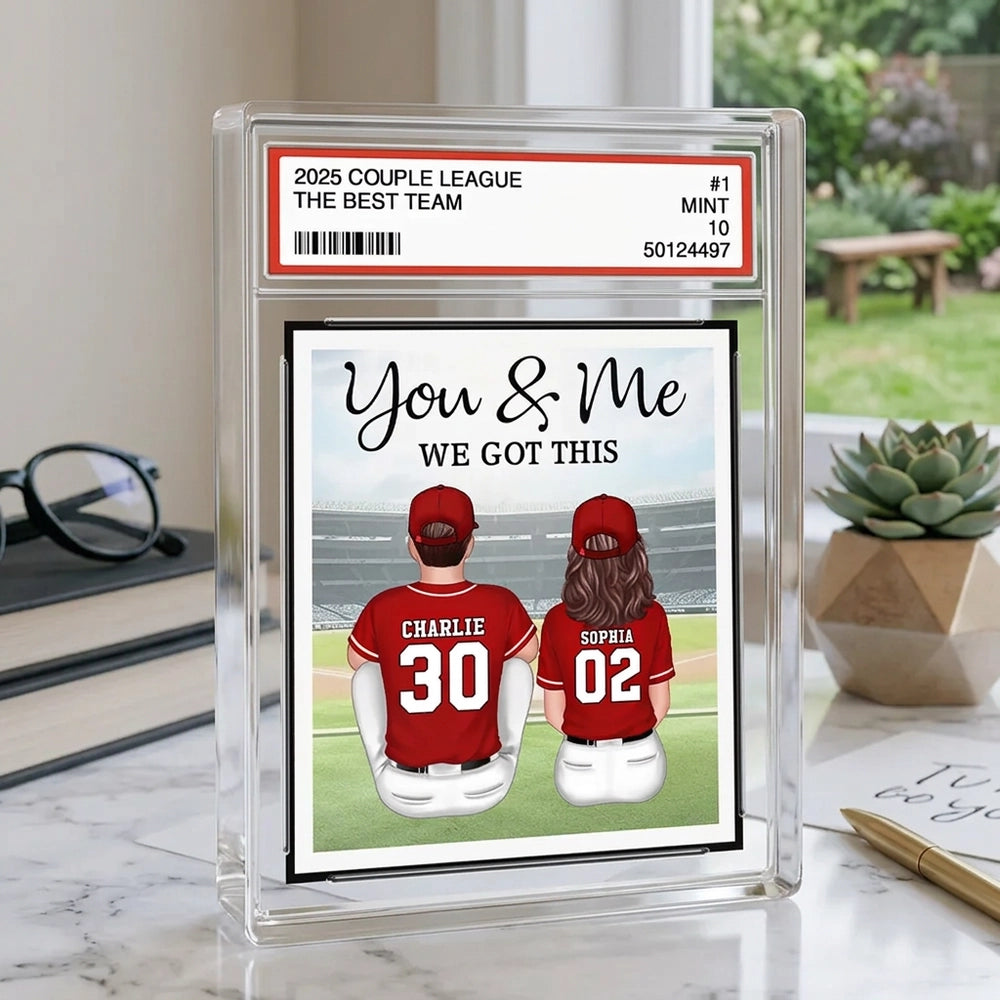 You & Me We Got This Rectangle Acrylic Block Plaque, Custom Baseball Couple Keepsake for Desk or Shelf, Sweet Gift for Couples