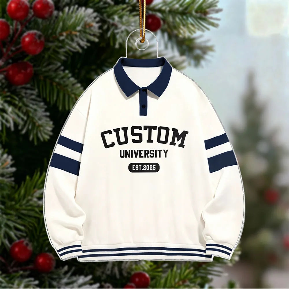 Personalized School Spirit Acrylic Ornament Custom University Sweater Look Holiday Decor Unique Gift