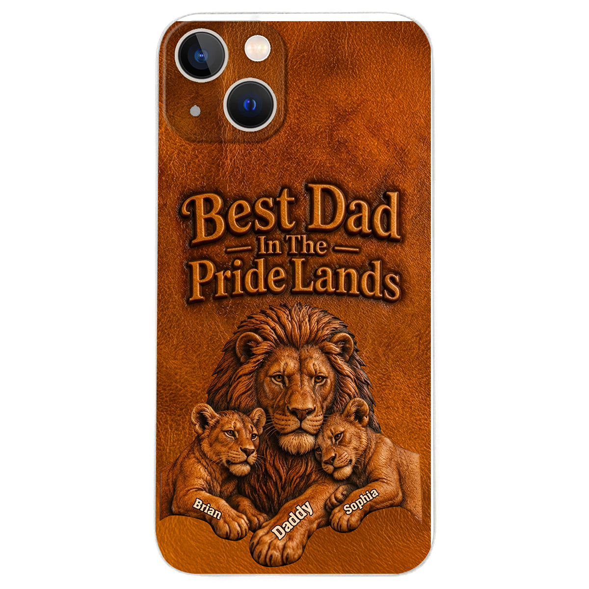 Papa Lion - Personalized Father 3D Embossed Leather Phone Case