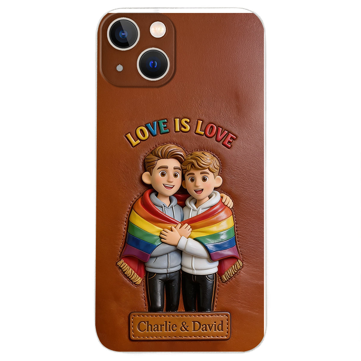 Love Is Love - Personalized LGBT Support 3D Embossed Leather Phone Case