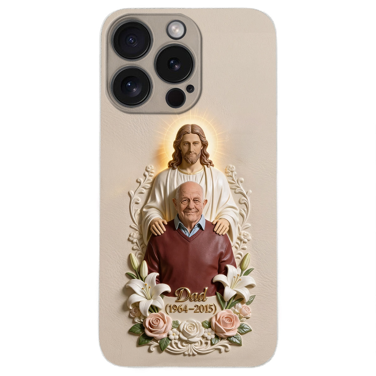 Memorial Gift Idea, Gift for Lost of Loved Ones - Personalized Memorial 3D Embossed Leather Phone Case