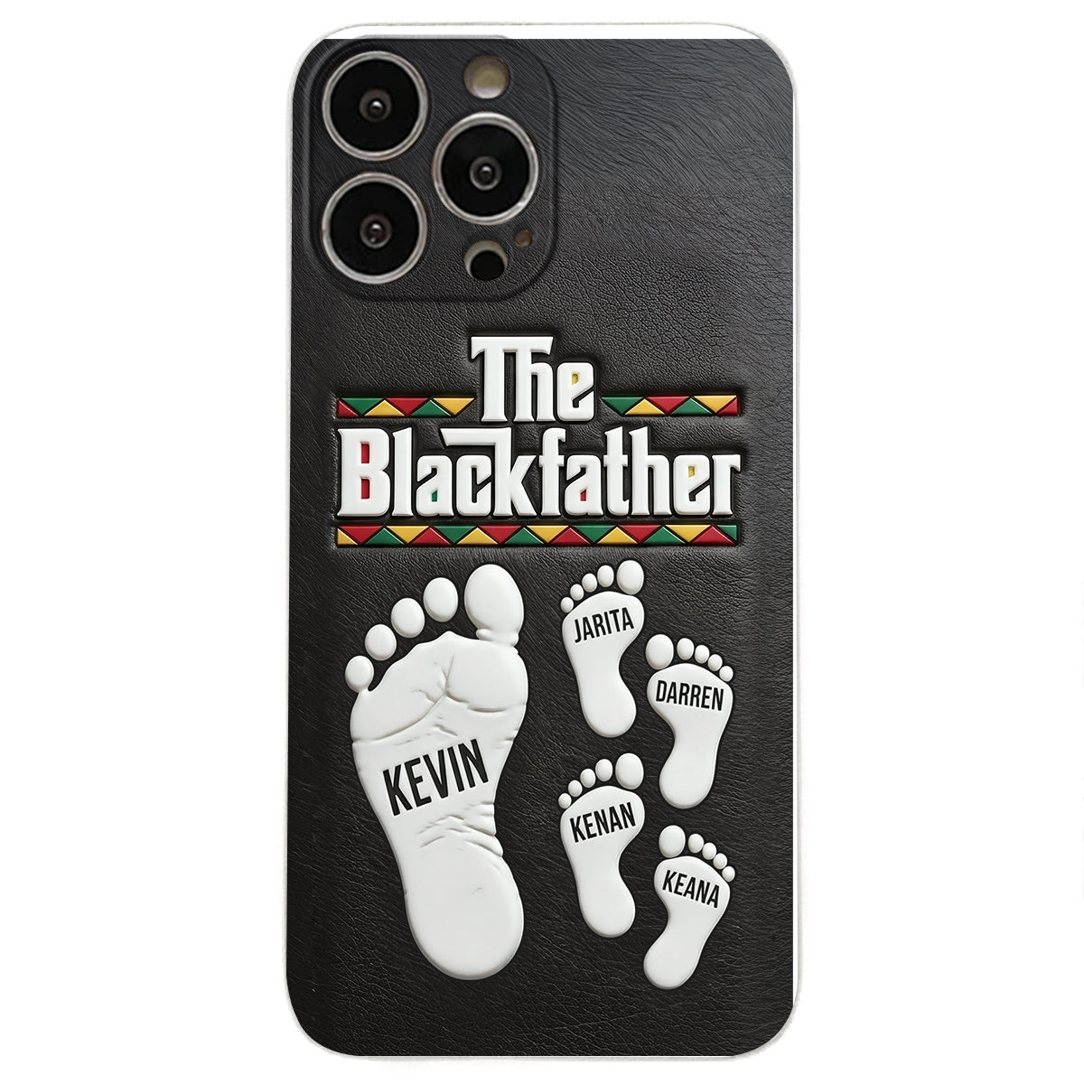 The Blackfather - Personalized Father 3D Embossed Leather Phone Case
