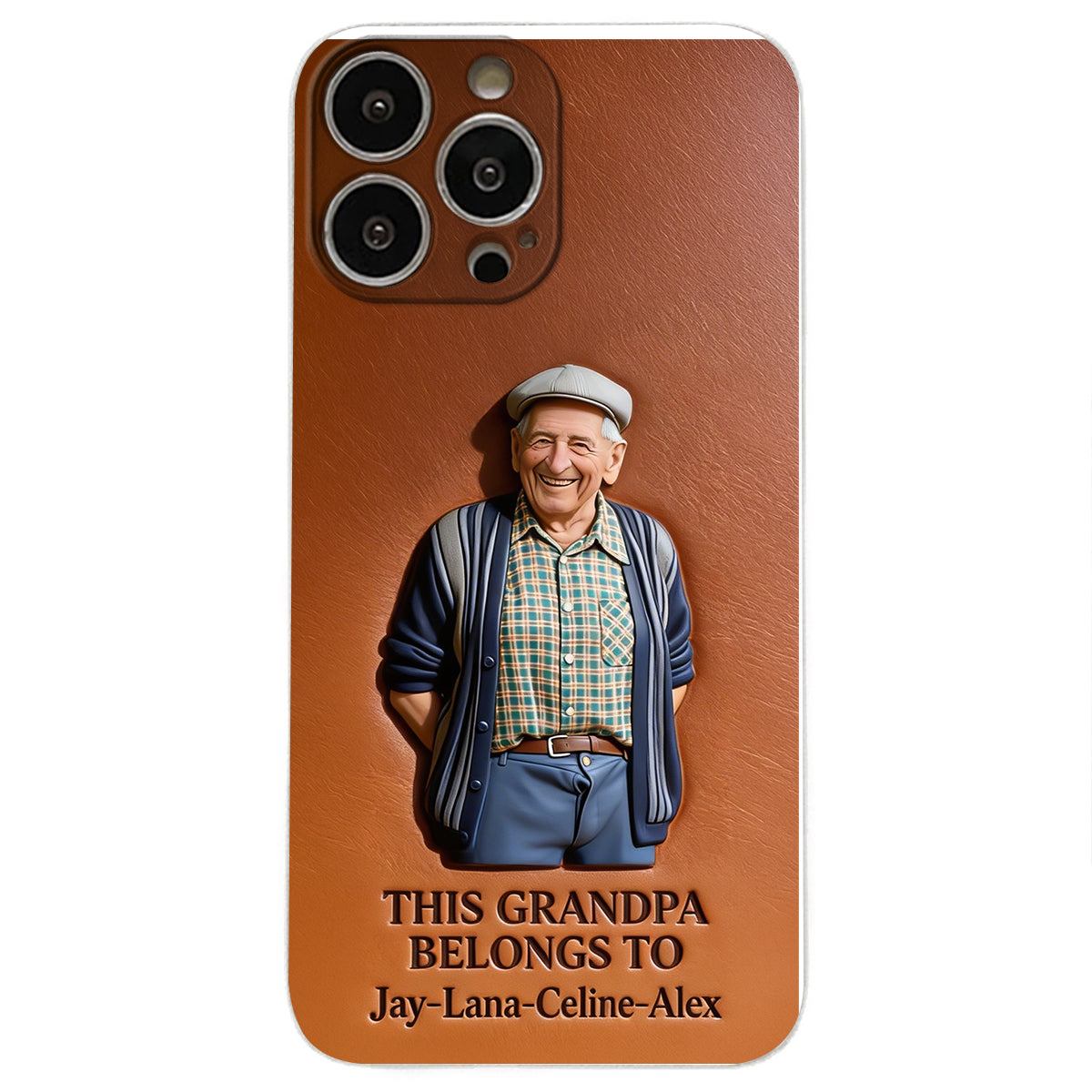 Together Always Case - Personalized Grandpa 3D Embossed Leather Phone Case