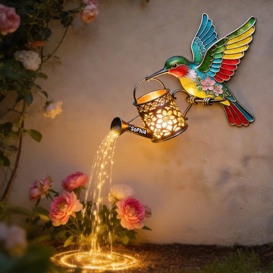 Garden Decor, Gift For Hummingbird Lovers - Personalized Hummingbird LED Light Acrylic Sign
