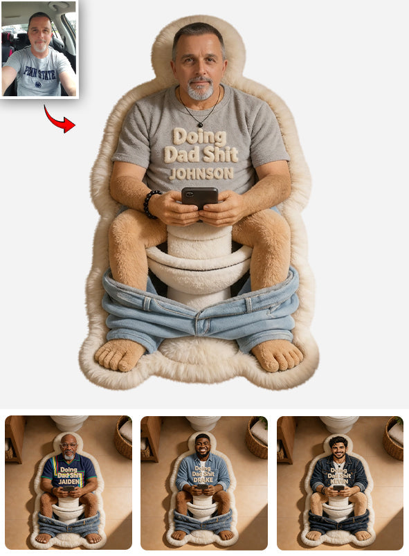 Custom Any Photo Doing Dad Shit - Personalized Father Non-Slip Tufted Rug