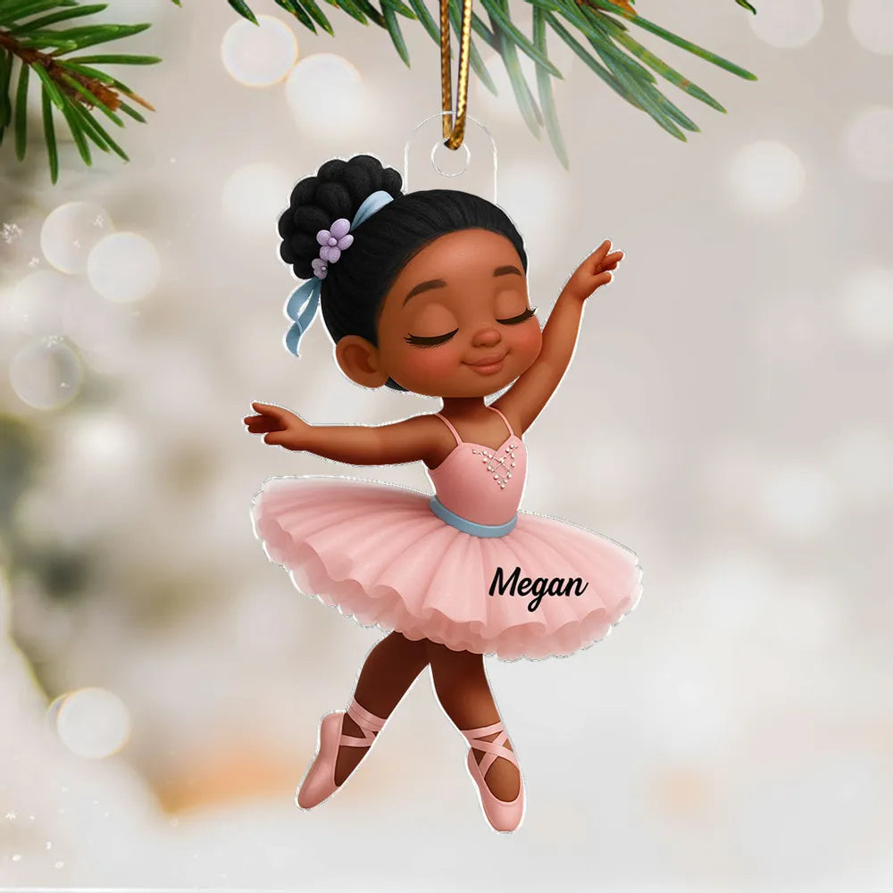 Graceful Ballerina Acrylic Ornament – Soft Pink Dancer Design Adds Festive Charm, A Perfect Gift for Little Girls