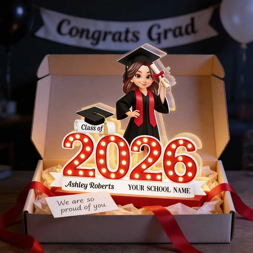 Personalized Acrylic Light Box Class Of Graduation Design for Bedroom or Bookshelf Warm Glow Unique Gift