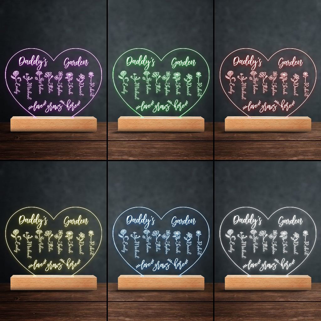 Grandma's Garden - Gift for grandma, mom, aunt, grandpa - Personalized Shaped Plaque Light Base