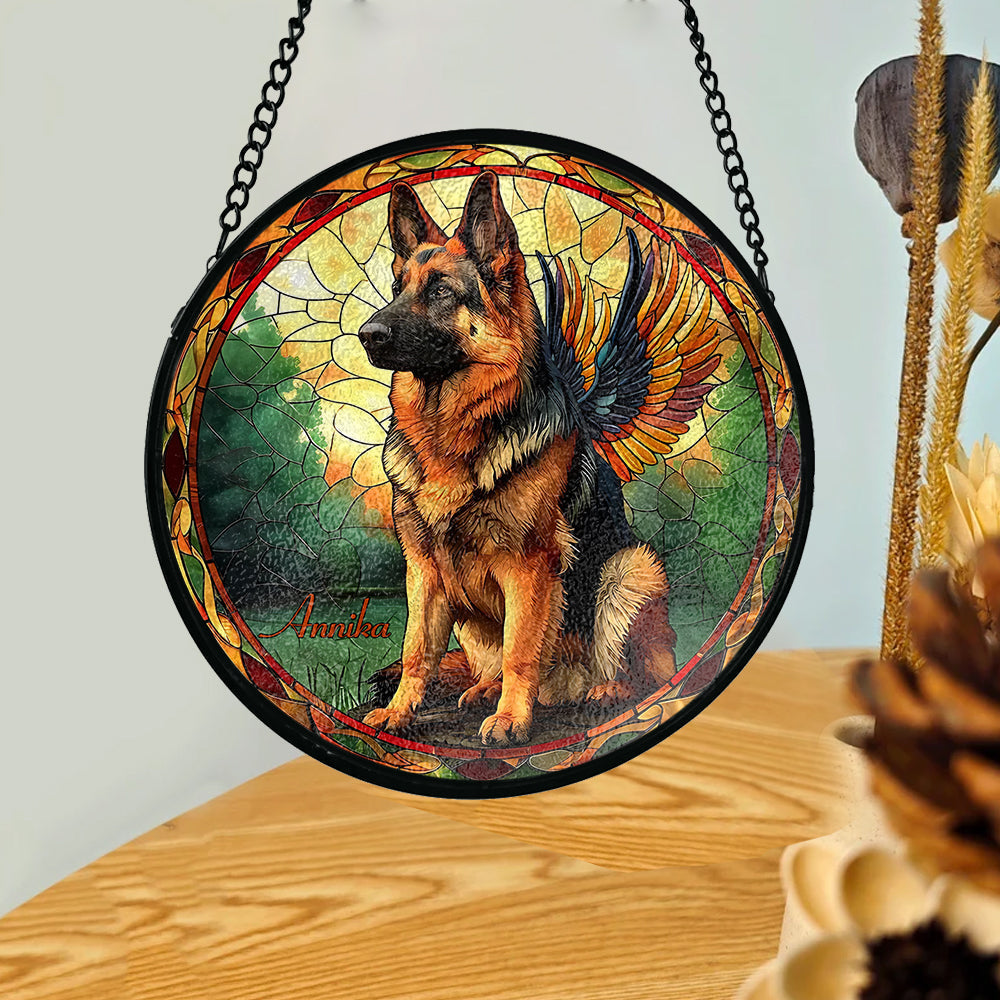 Forever In My Heart - Personalized German Shepherd Dog Stained Glass Suncatcher