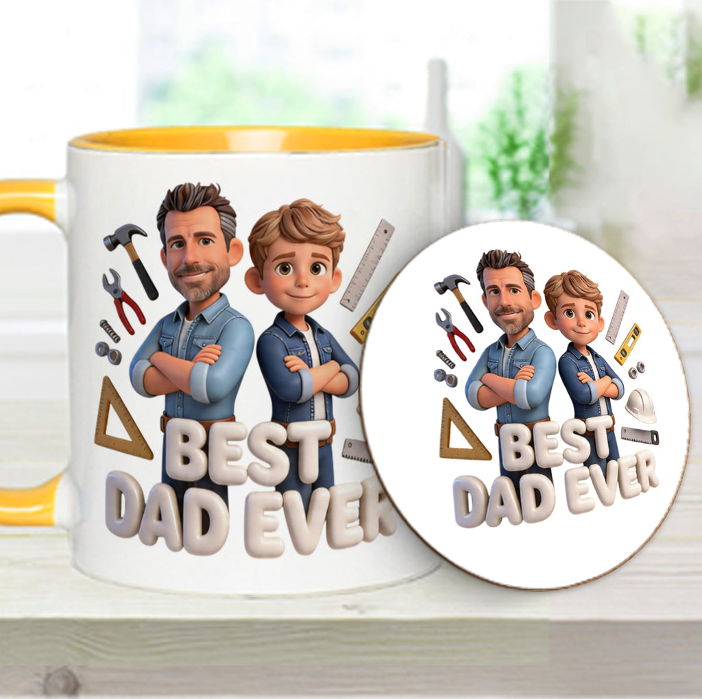 Custom Any Photo - Personalized Father Accent Mug & Coaster