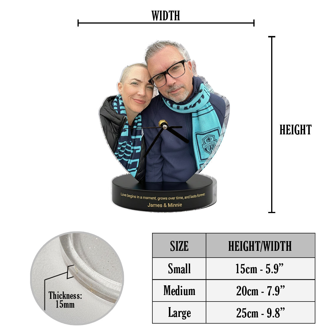 Gift For Husband, Boyfriend, Lover - Personalized Couple Desk Clock Plaque