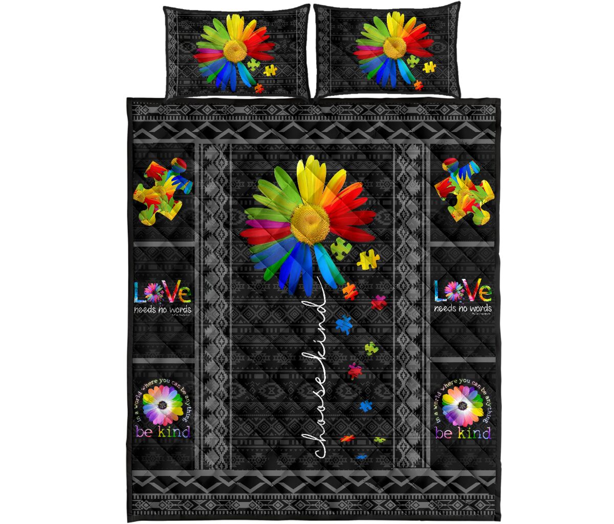 You Are My Sunshine Autism Awareness Quilt Set 0622
