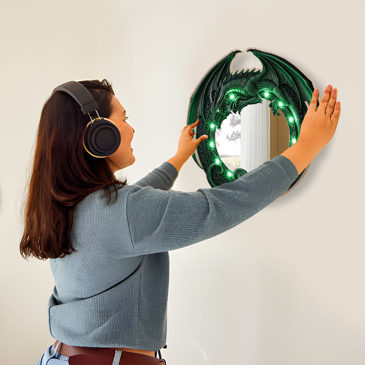 Amazing Dragon - Personalized Dragon Wall Mirror With LED Light