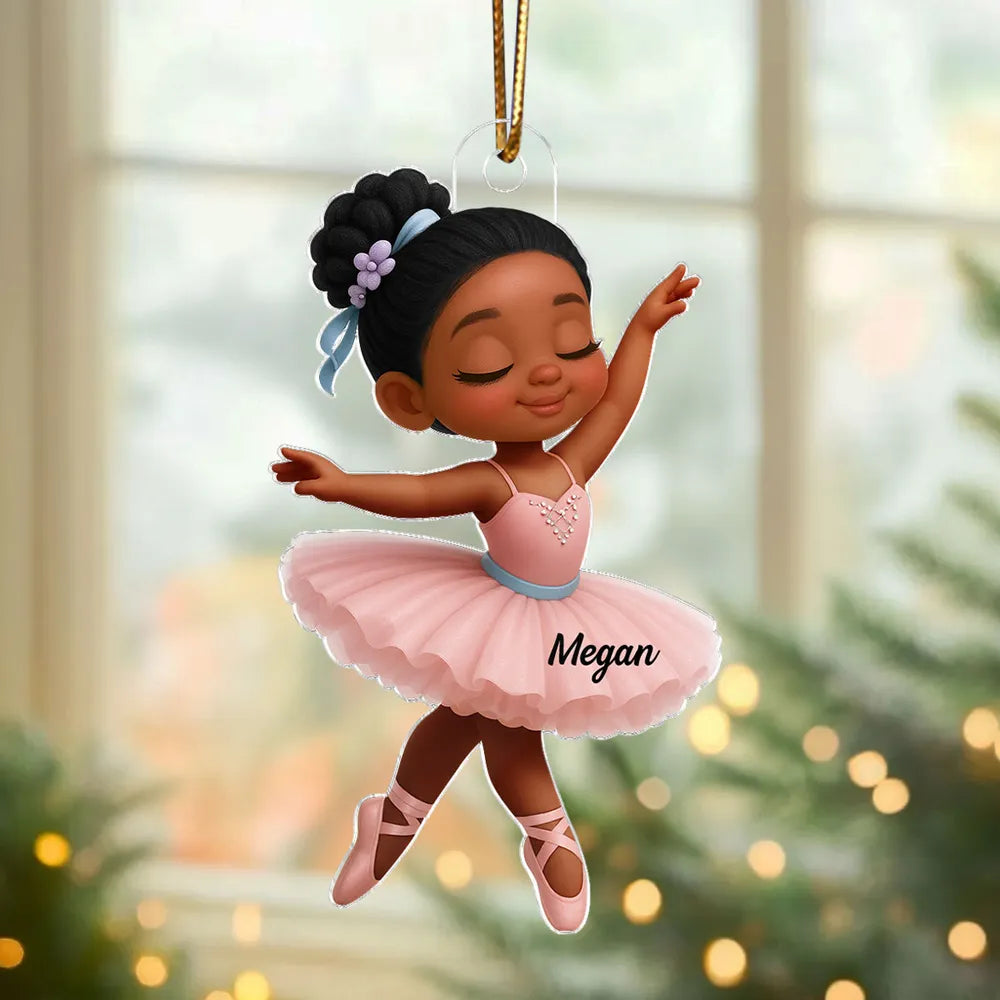 Graceful Ballerina Acrylic Ornament – Soft Pink Dancer Design Adds Festive Charm, A Perfect Gift for Little Girls