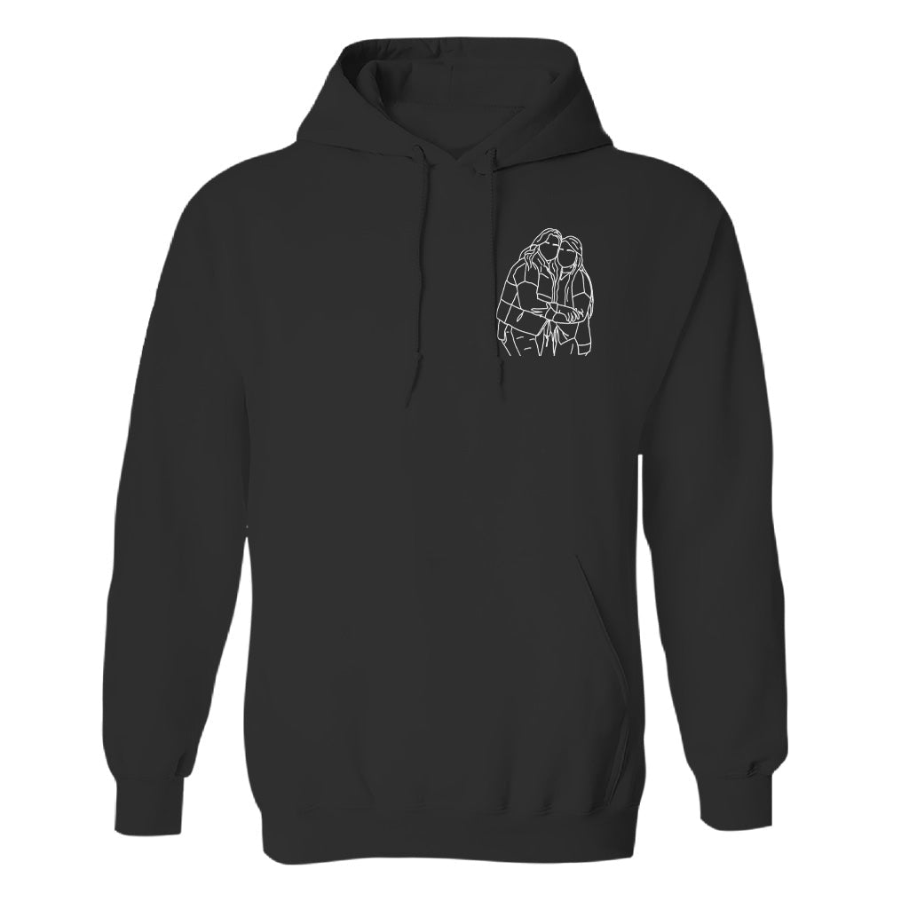 Custom Line Art - Personalized Bestie Embroidered Hoodie