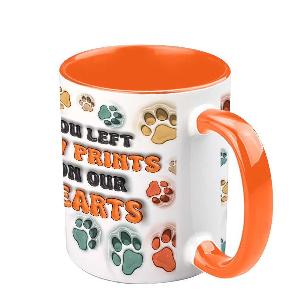 You Left Paw Prints On Our Hearts Angel Wings - Gift for dog lovers, who lost dog, who lost cat - Personalized Accent Mug