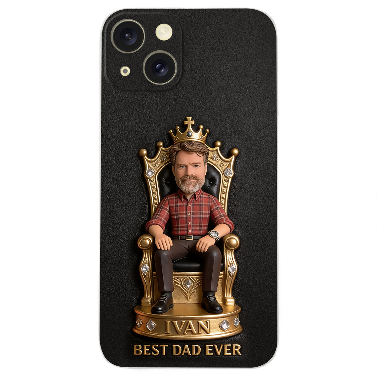 The King Dad - Personalized Father 3D Embossed Leather Phone Case