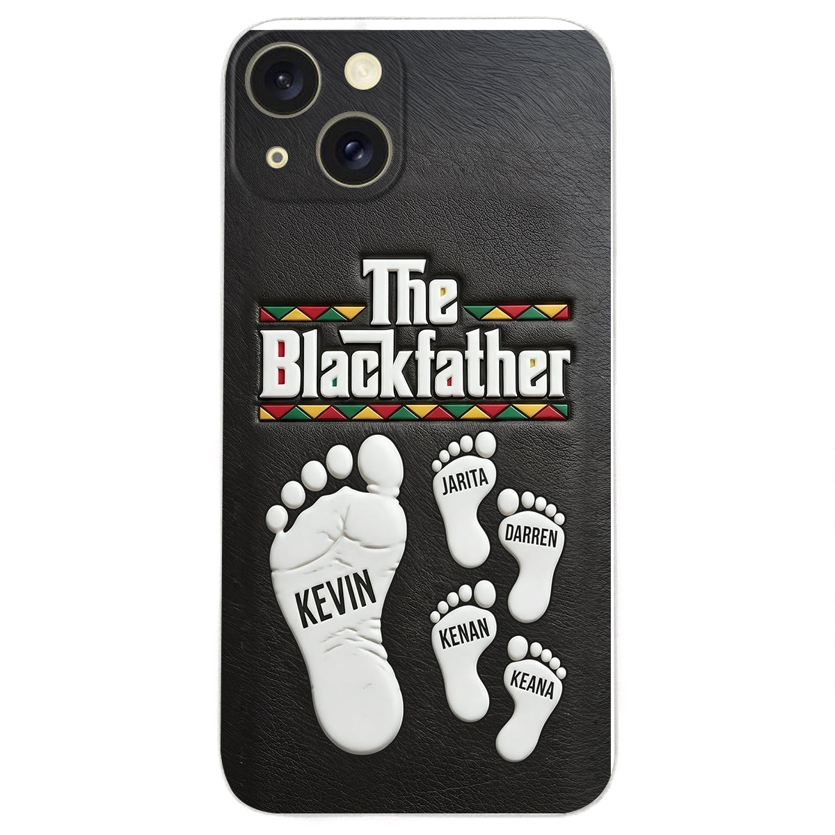 The Blackfather - Personalized Father 3D Embossed Leather Phone Case
