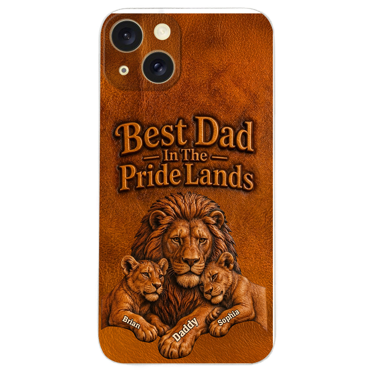 Papa Lion - Personalized Father 3D Embossed Leather Phone Case