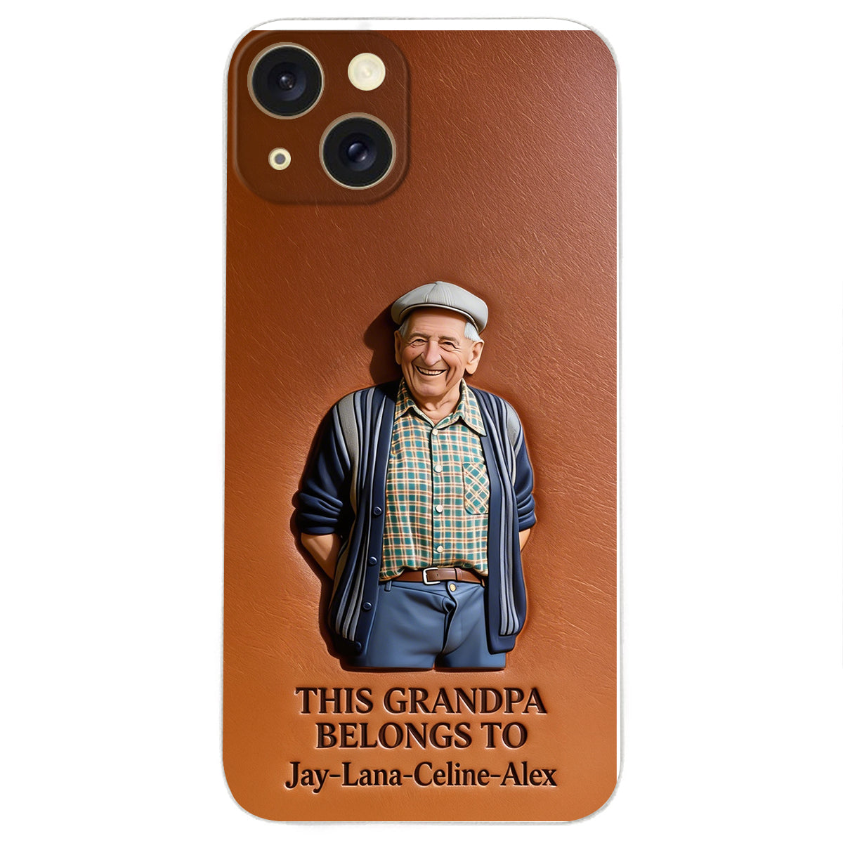 Together Always Case - Personalized Grandpa 3D Embossed Leather Phone Case