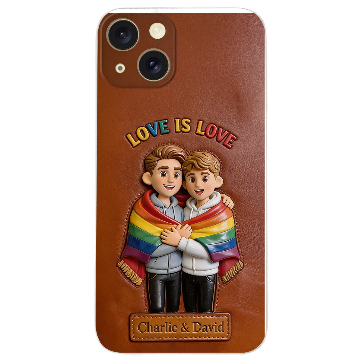 Love Is Love - Personalized LGBT Support 3D Embossed Leather Phone Case