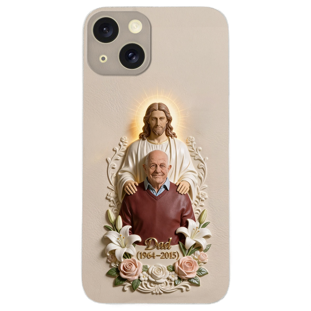 Memorial Gift Idea, Gift for Lost of Loved Ones - Personalized Memorial 3D Embossed Leather Phone Case