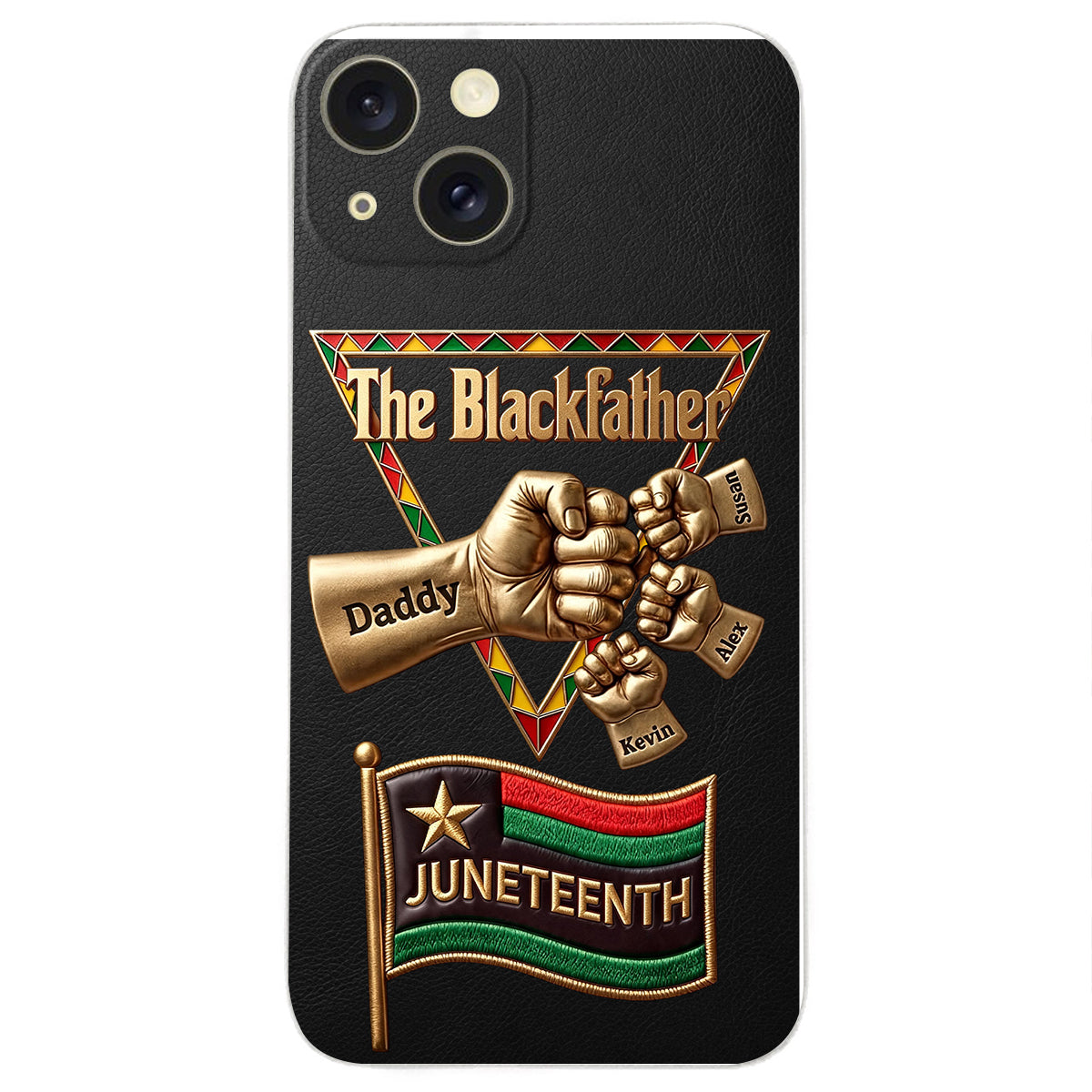 The Blackfather - Personalized Father 3D Embossed Leather Phone Case