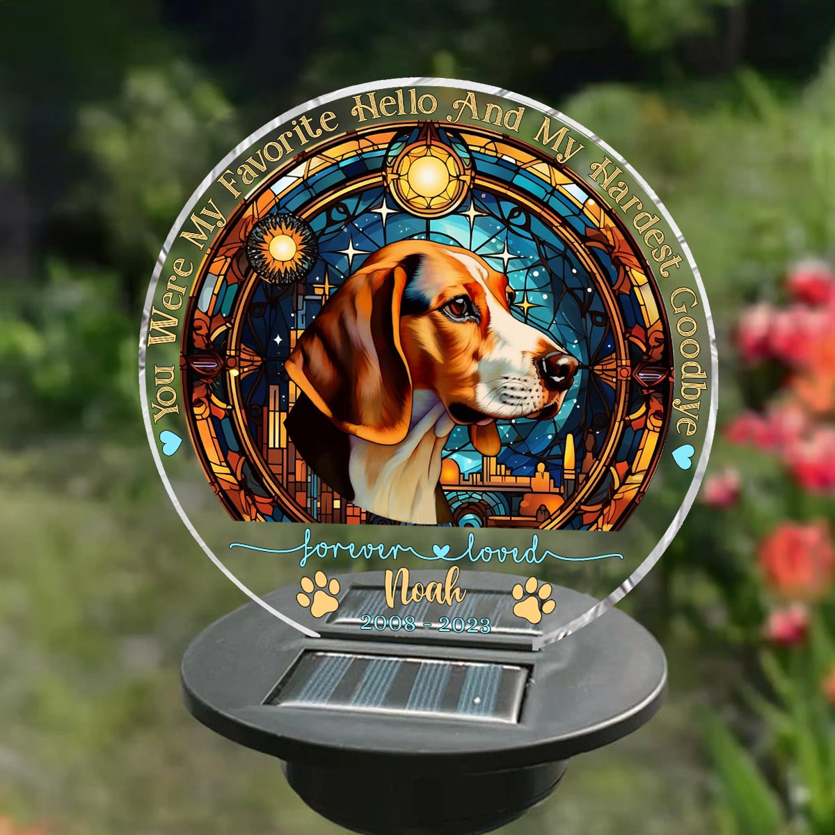 You Were My Favorite Hello - Personalized Dog Garden Solar Light