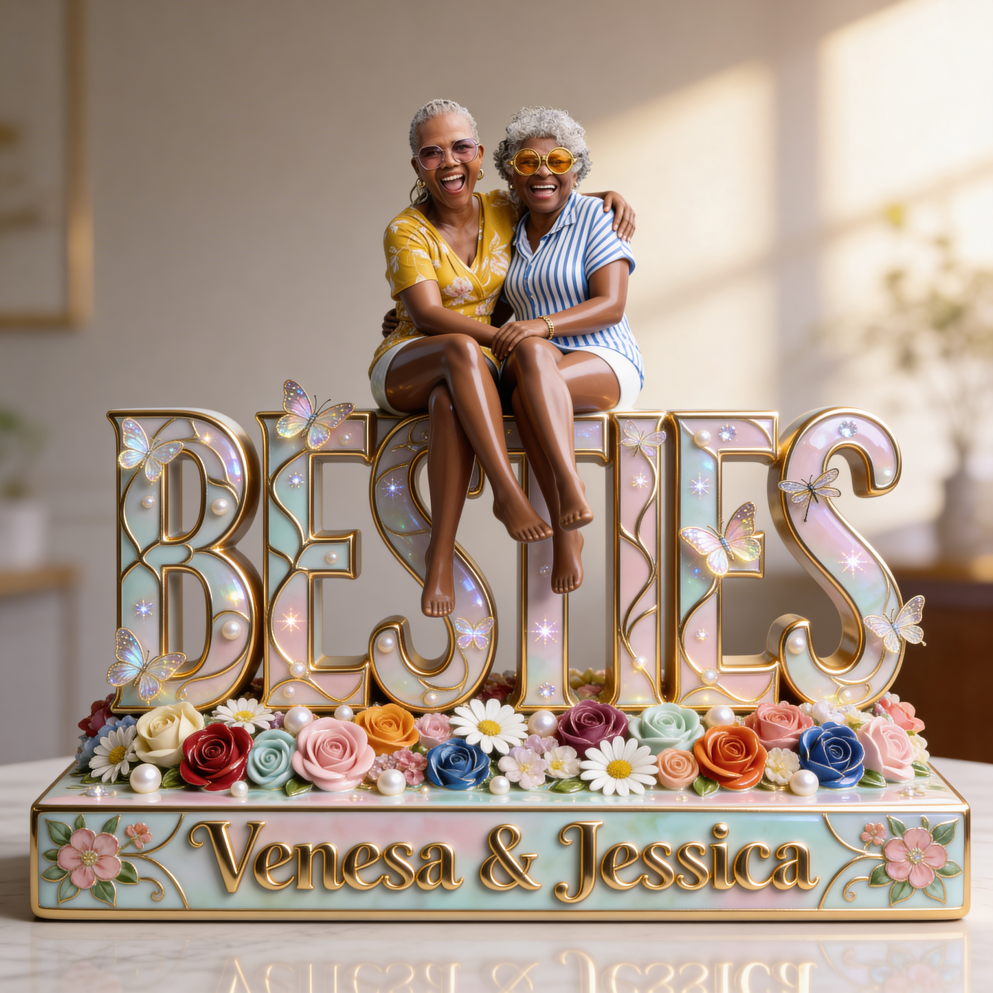 Besties Gift, Best Friend Gift Idea - Personalized Bestie Custom Shaped Acrylic Plaque