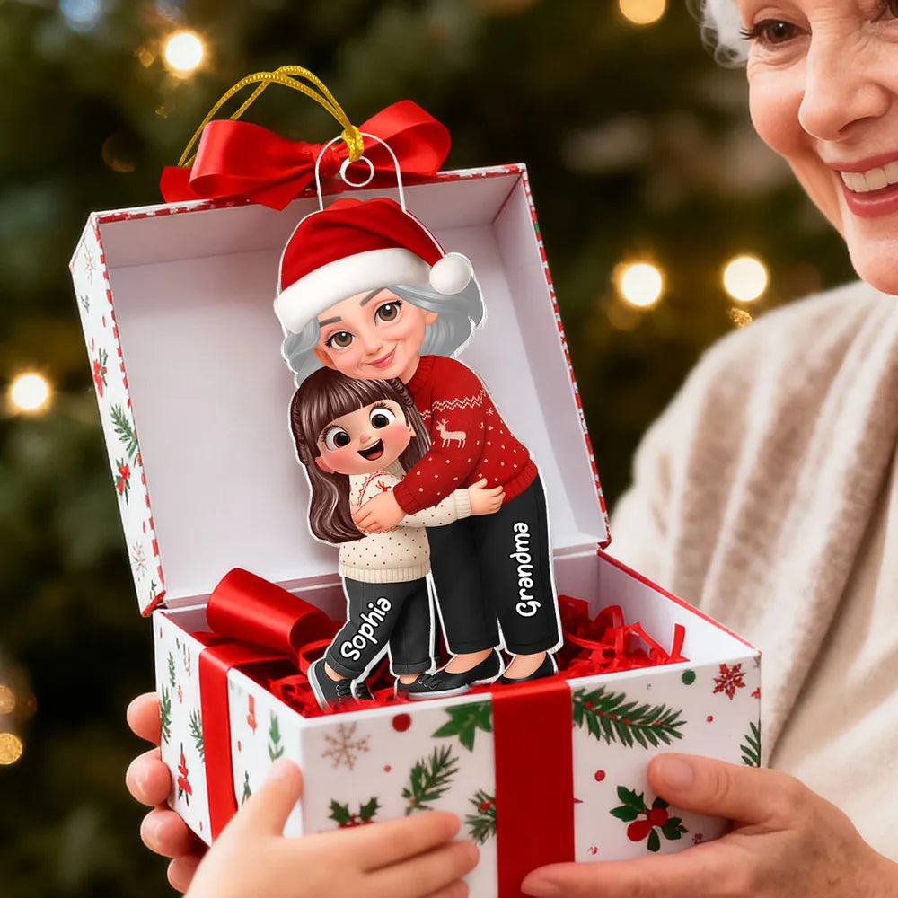 Christmas Grandma & Grandchild Acrylic Ornament – Heartwarming Family Decoration, Perfect Gift for Grandparents