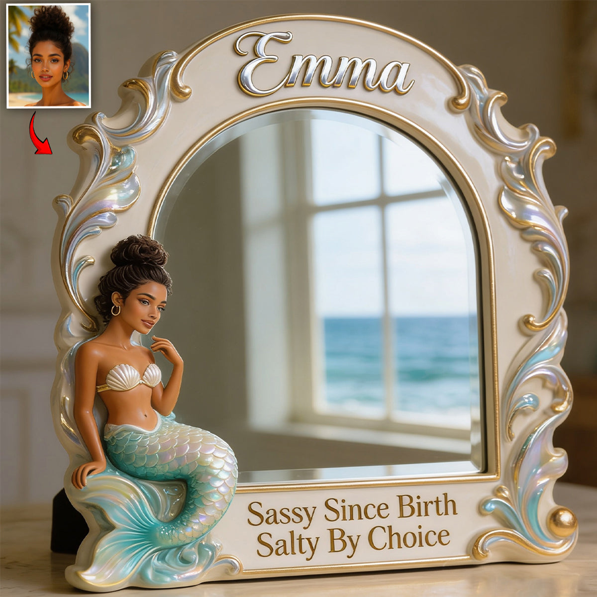 Be A Mermaid - Personalized Mermaid Desk Mirror