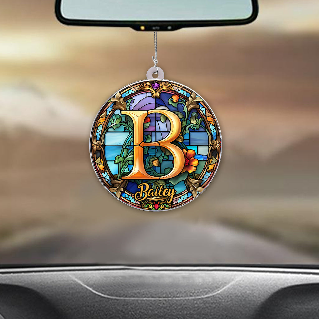 Stained Glass Letter - Personalized Family Car Ornament