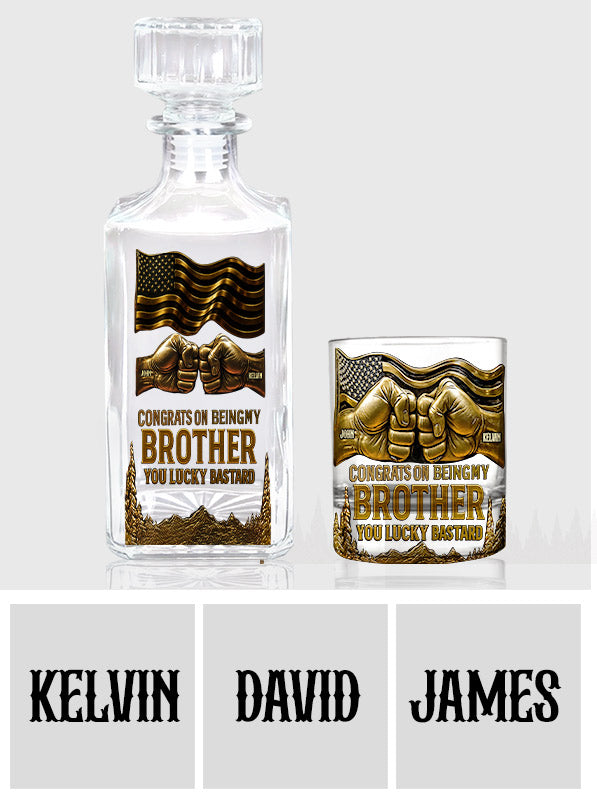 Congrat On Being My Brother - Personalized Sibling Gun Decanter With Whiskey Glass