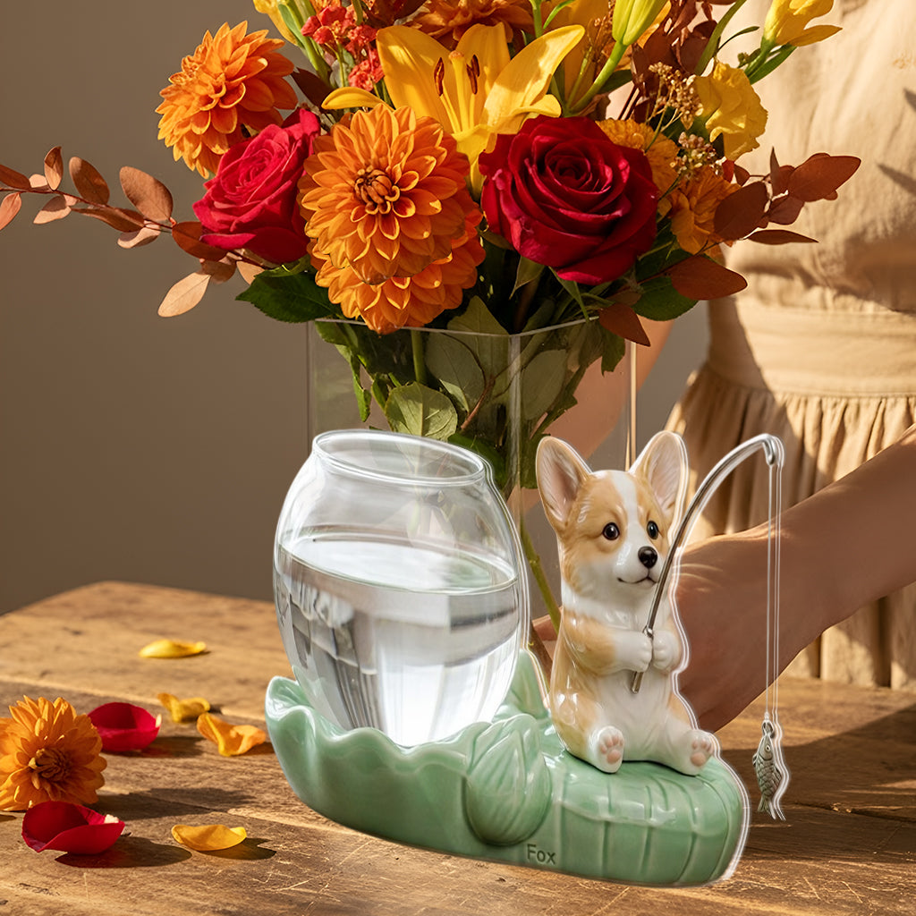 Cute Fishing Planter - Personalized Cat Acrylic Pot