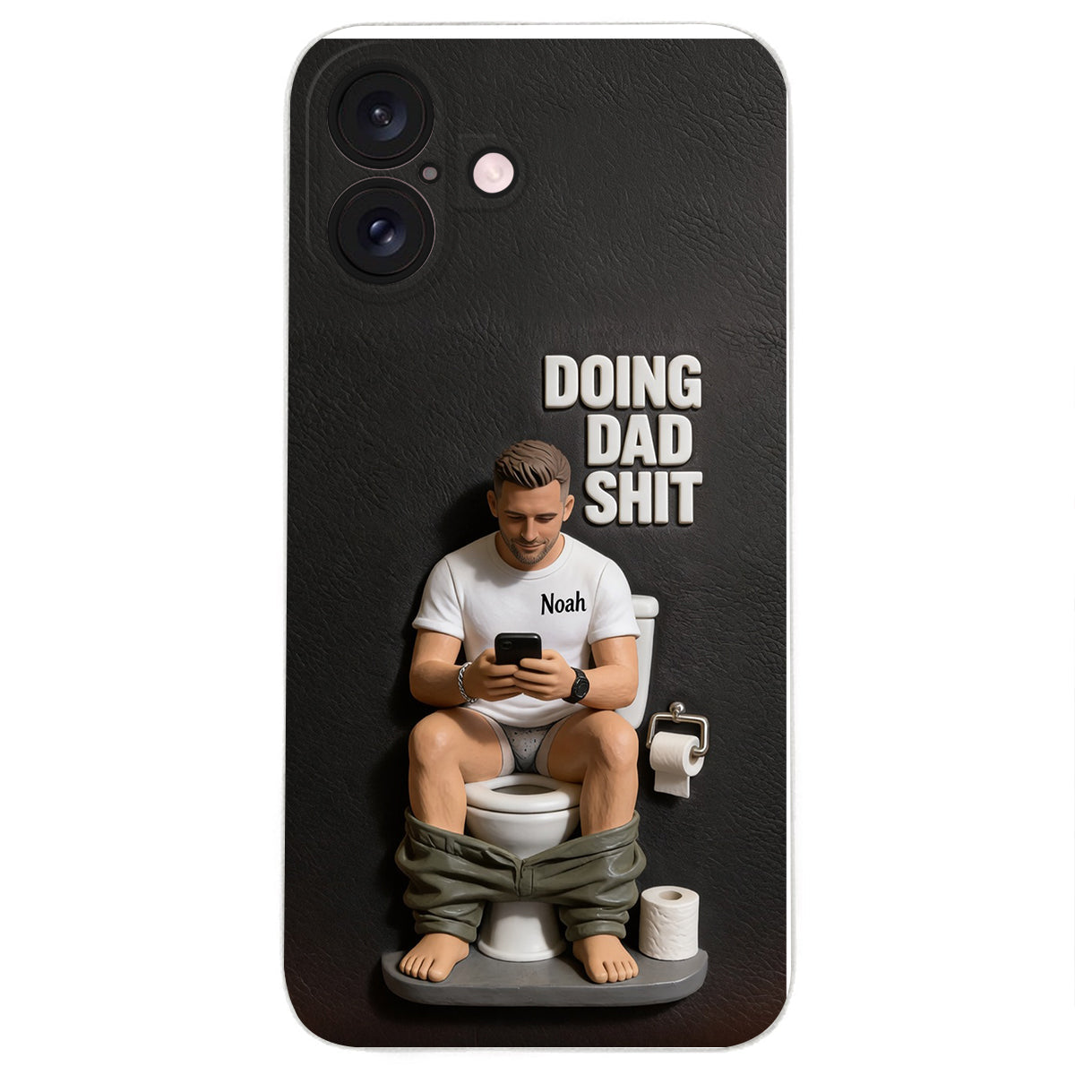 Doing Dad Shit - Personalized Father 3D Embossed Leather Phone Case
