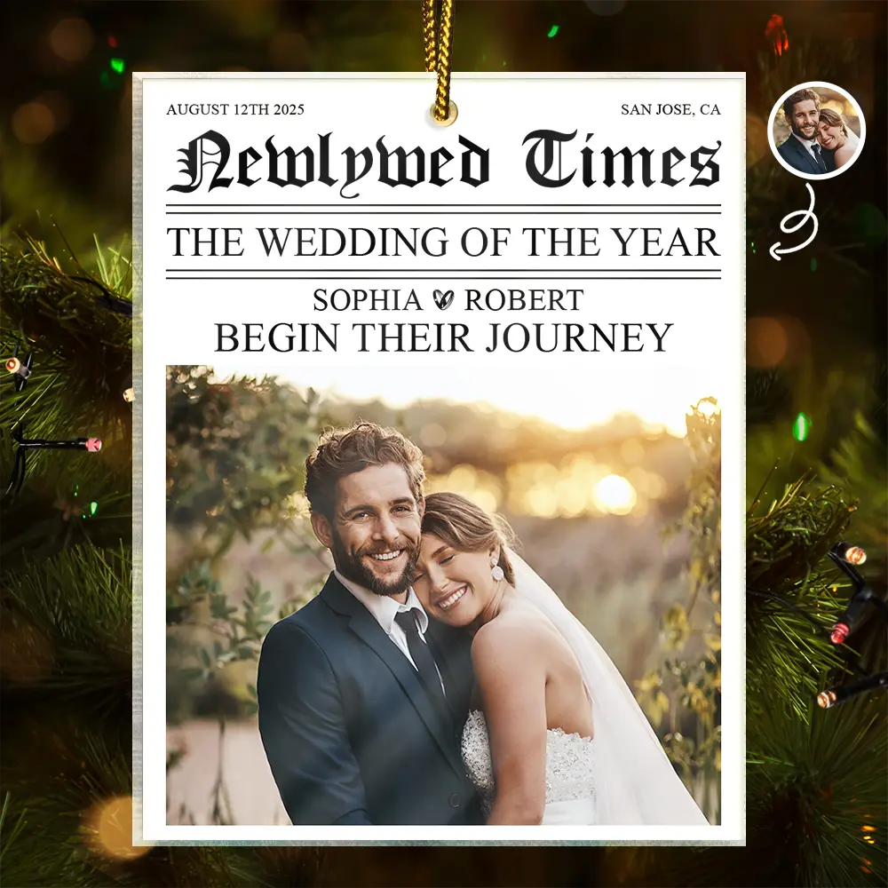 Personalized Wedding Poster Newspaper-Style Custom Photo Wall Art Gift for Newlywed Couple, Unique Keepsake Gift
