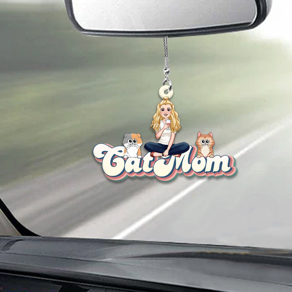 Cat Mom Dog Mom Cat Dad Dog Dad Pet Lover - Personalized Cat Car Ornament