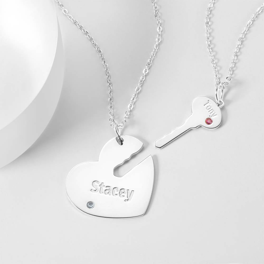 You Are My Key - Personalized Couple Engraved Name Couple Necklace