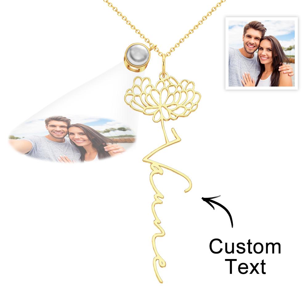 Birth Flower Photo Projection Charm - gift for anyone, who lost a loved one - Personalized Birth Flower Photo Projection Charm
