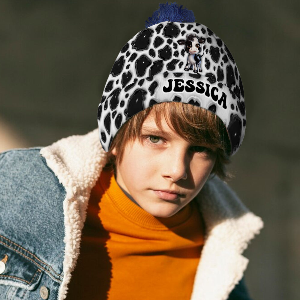 Moody Baby Cow - Personalized Cow Beanie Hat