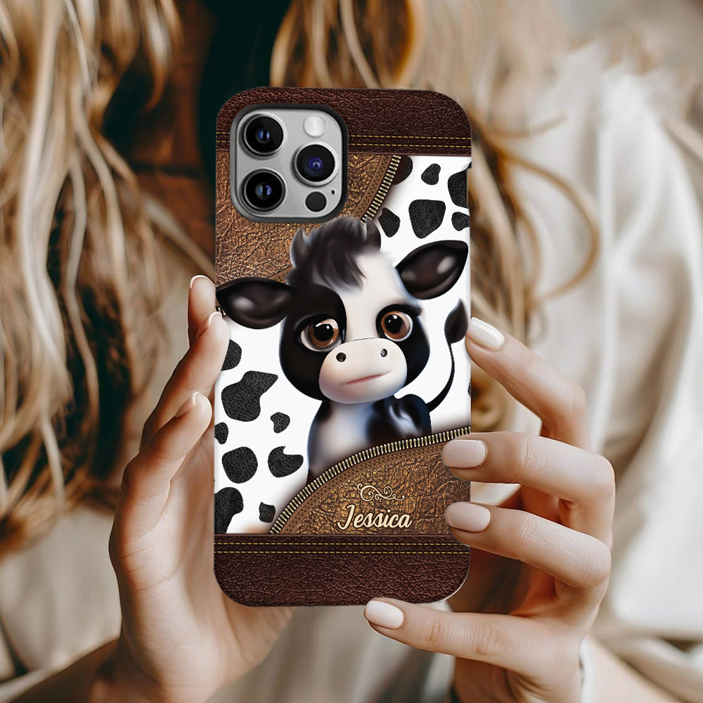 Moody Baby Cow - Personalized Cow Full Print Phone Case