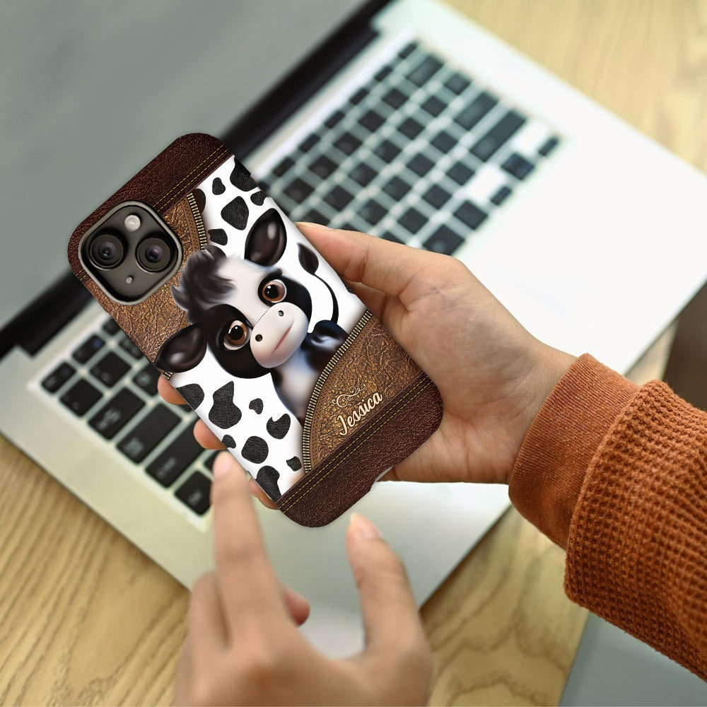 Moody Baby Cow - Personalized Cow Full Print Phone Case