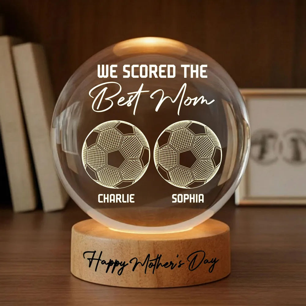 Globe Lamp Soccer Mom Gift with Warm Light and Personalized Look for Desk or Nightstand Unique Creative Gift