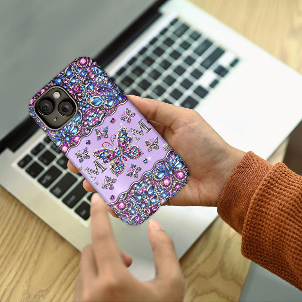 Mom And Children Butterflies - Personalized Mother Full Print Phone Case