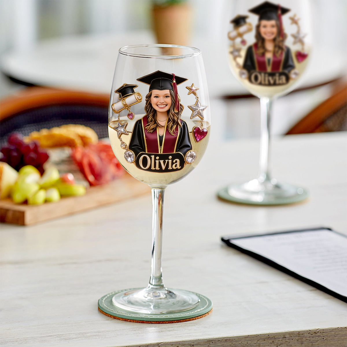 Custom Any Photo Graduation Party Gift - Personalized Graduation Wine Glass With Long Stem